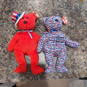 TY Beanie Babies - Set of 2 USA Bears
